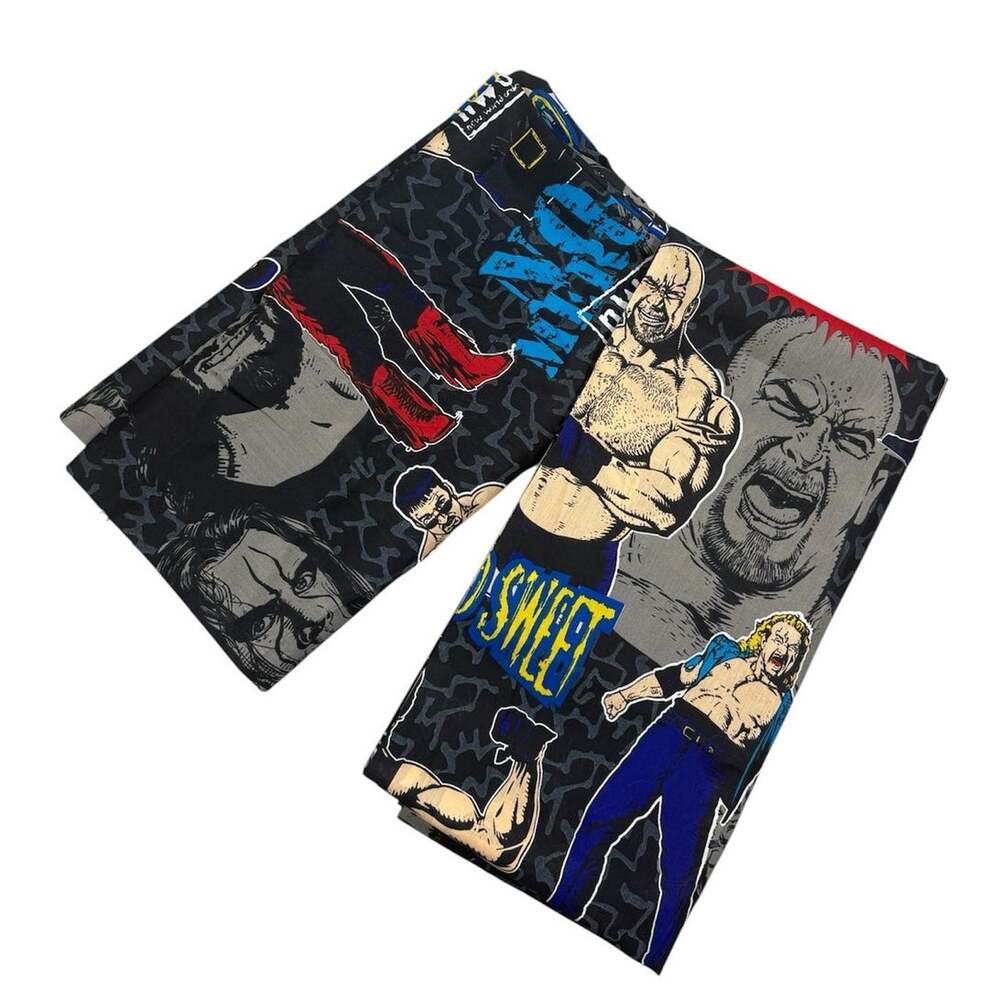 Vintage Set Of 2 Panel New World Order 1998 WCW Window Curtains